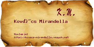 Kovács Mirandella névjegykártya